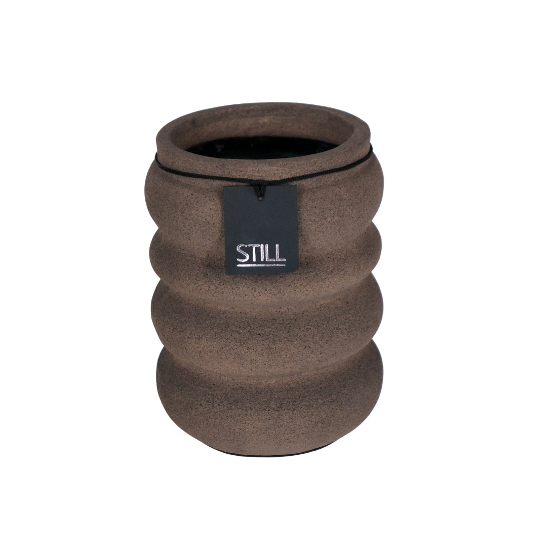 Planter Pot Ribbed L Espresso
