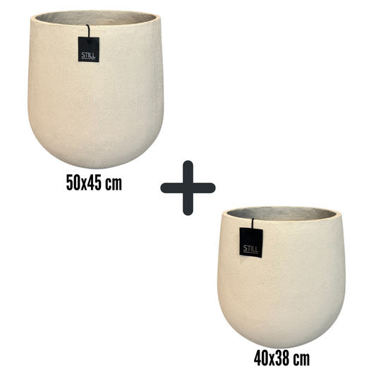 Palm pot set L/M Beige