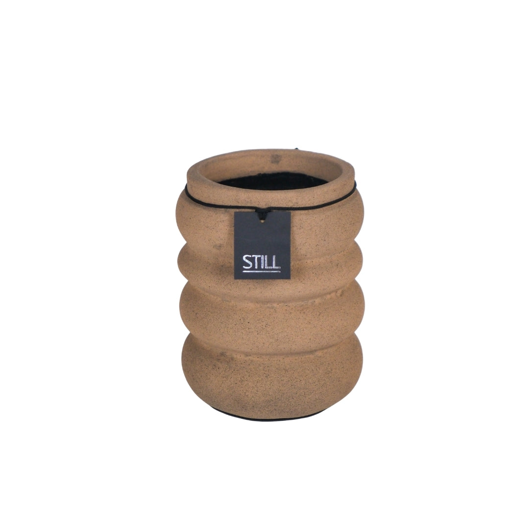 Planter Pot Ribbed L Latte